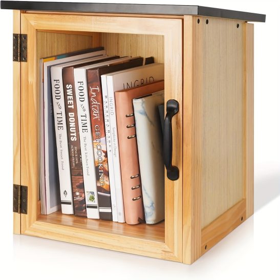 Outdoor Library Book Box Storage Small Wood Cabinet Little Literature Box for Neighborhood Community And School Sharing Books, Literature, Newspapers, Food And Art