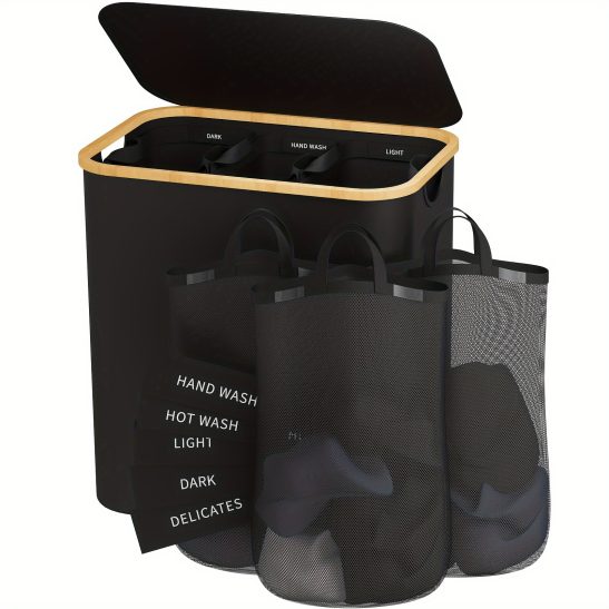 Hampers for Laundry Basket with Lid, 42.27gal Extra Large 3 Section Clothes Divided Organizer for Bedroom, Laundry Room, Dirty Clothing Hamper, Laundry Baskets