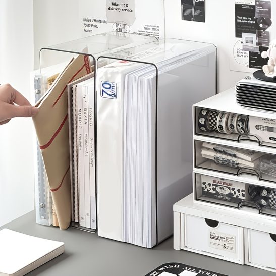 1pc Transparent Storage Box, Desktop Partition and Organization Box, Large Capacity, Suitable for Materials, Notebooks, Sundries, Suitable for Offices, Dormitories, Studies, Storage Supplies